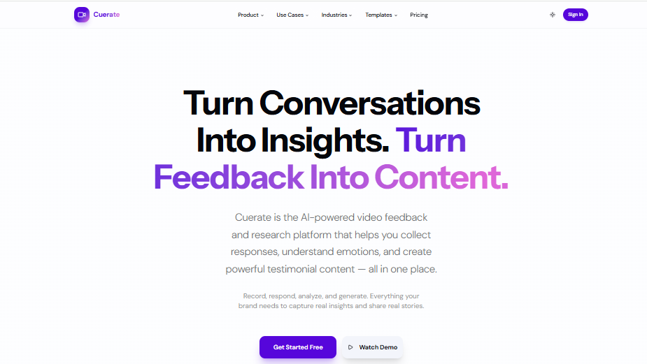 CuerateAI video feedback platform