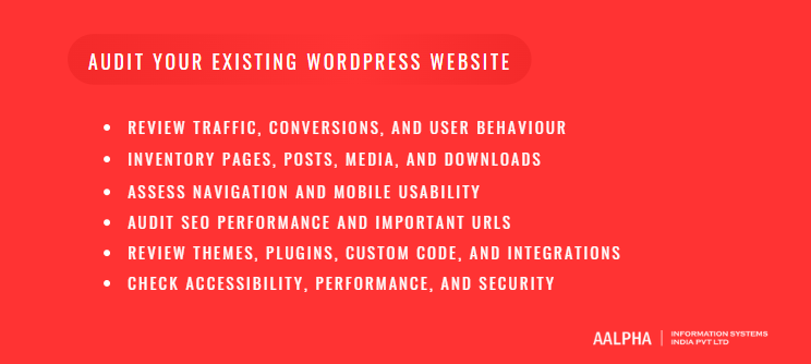 Audit your existing WordPress website