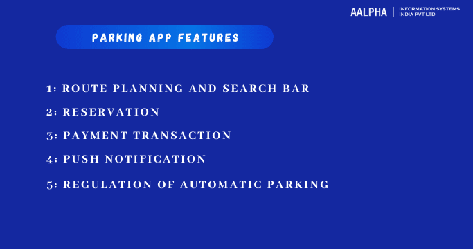 Parking app features